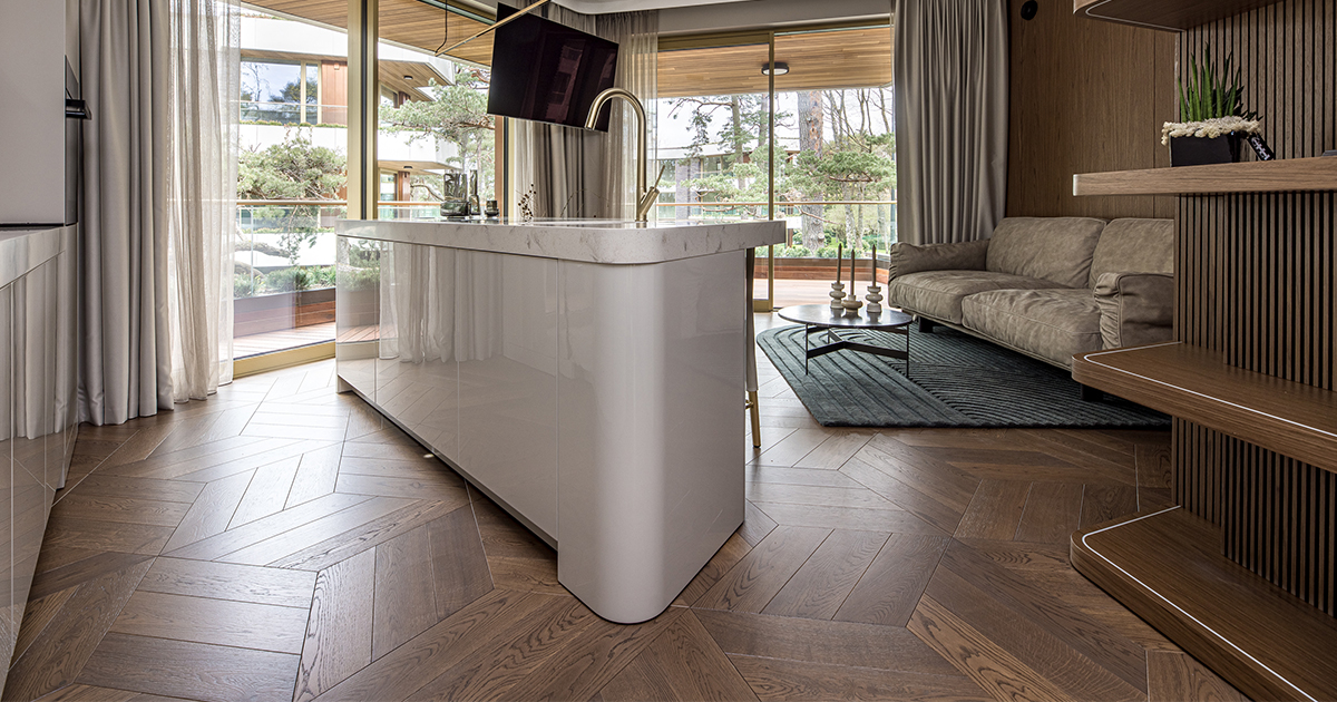 Diamond Parquet Pattern Shines in the Stunning Project in Palanga, Lithuania