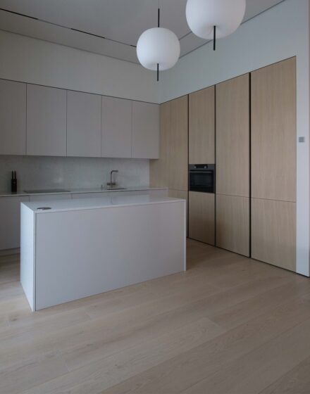 Light and Spacious Interior With Light Engineered Wood Flooring and Interior Door